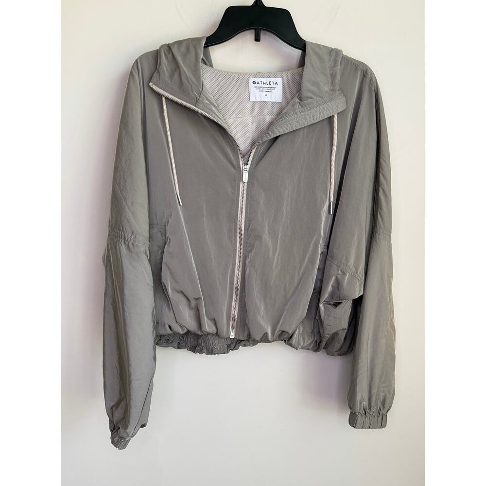 Athleta Day Drift Long Sleeve Full Zip Hooded Jacket Abalone Sheen Womens Medium - Picture 2 of 11